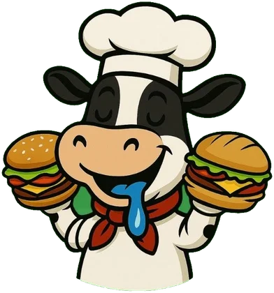 Rigoberta con una hamburguesa en cada mano
